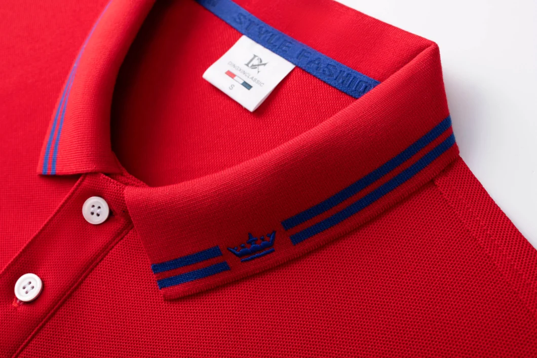 Red Embroidered Custom Golf Performance Polo T Shirt Cotton Corporate Sport Crown Logo Polyester Work Wear Customized Men Clothing