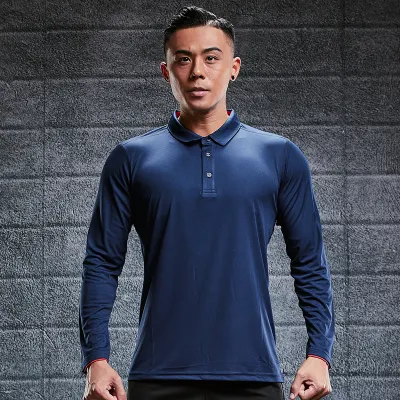 Großhandel 100 % Polyester Golfshirt Herren Sportbekleidung Atmungsaktive Langarm-Poloshirts