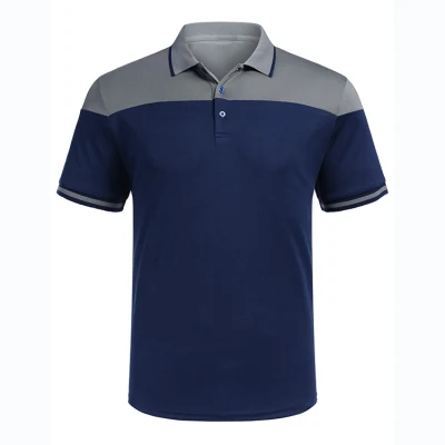 Großhandel Custom 100 % Polyester-Piqué, schnell trocknend, atmungsaktiv, feuchtigkeitsableitend, Kontrastfarbe, für Herren, Sommer, Freizeit-Sport-Poloshirt